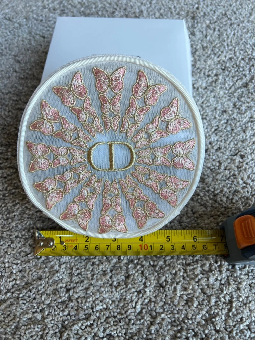 Dior White & Pink Embroidered Butterfly Mesh Pouch NIB - Picture 7 of 10